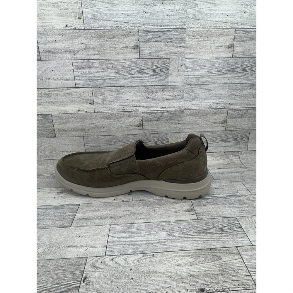 Rockport XCS Men Sz 10.5W Taupe Leather Slip On Loafers truTECH CH1920 Wide